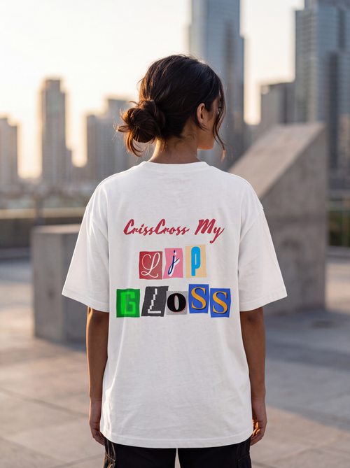 Criss-Cross | YNGN Bold | Short Sleeve Oversized T-shirt | OFF-white