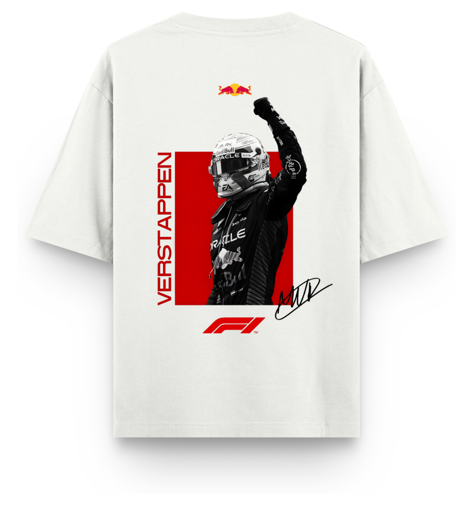 F1 Racing Verstappen | YNGN Iconic | Short Sleeve Oversized Tshirt | Off White