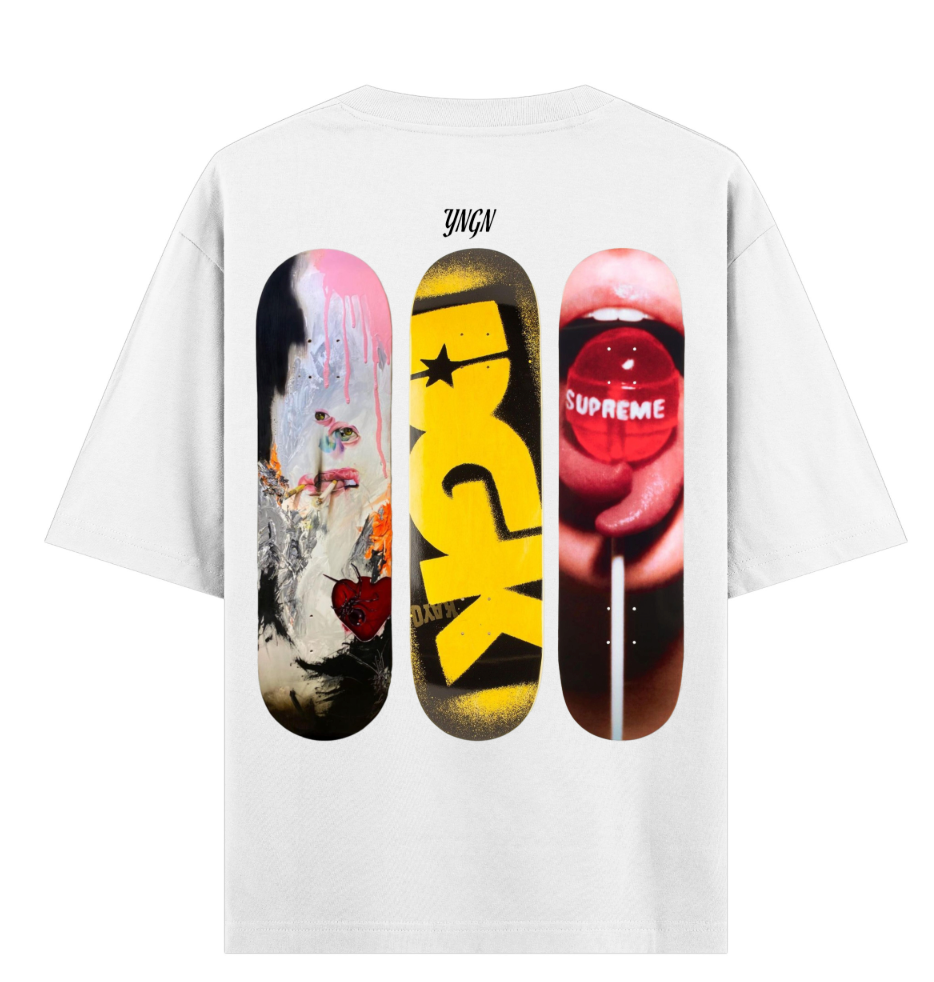 SkateBoard Culture | YNGN Iconic | Short Sleeve Oversized Tshirt | White