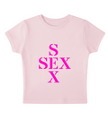 SEXES | YNGN Bold | Baby Tee | White | Pink
