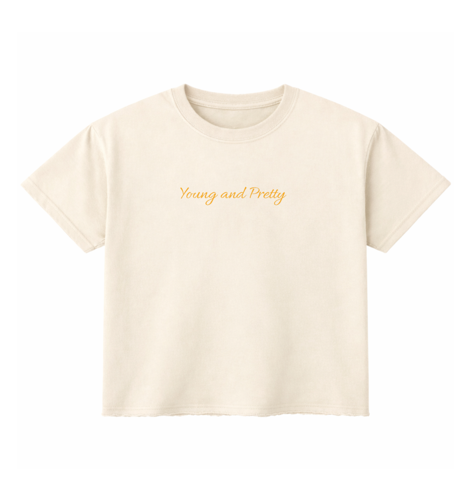 Sunflower | YNGN Pretty | Cropped Boxy Fit T-Shirt | Off White