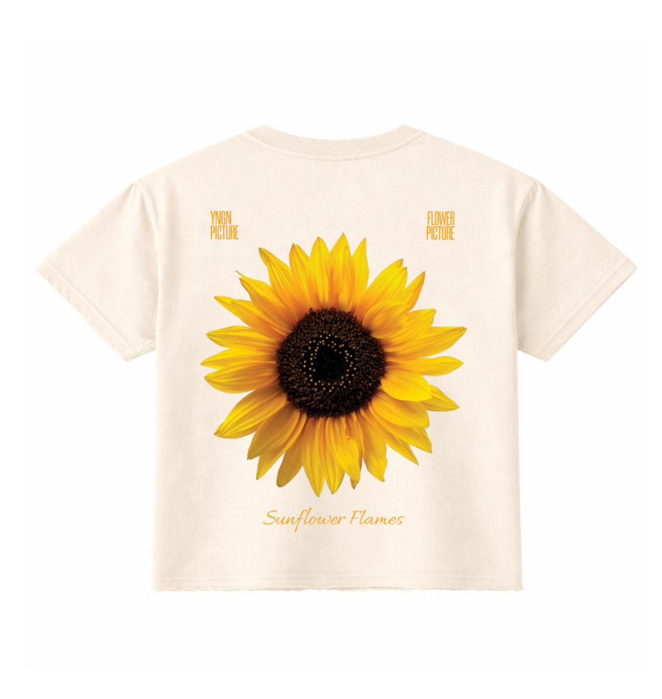 Sunflower | YNGN Pretty | Cropped Boxy Fit T-Shirt | Off White