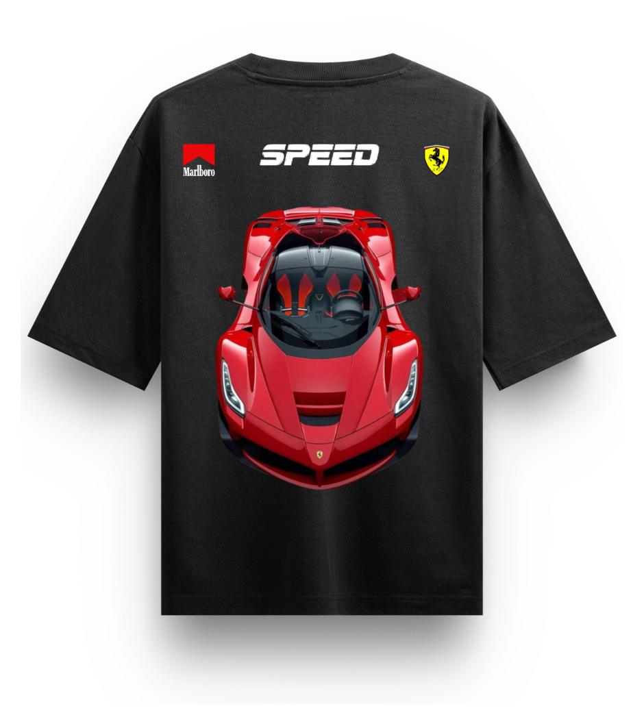 Marlboro F1 Edition | YNGN Iconic | Oversized Short Sleeve T-shirt | Black | White
