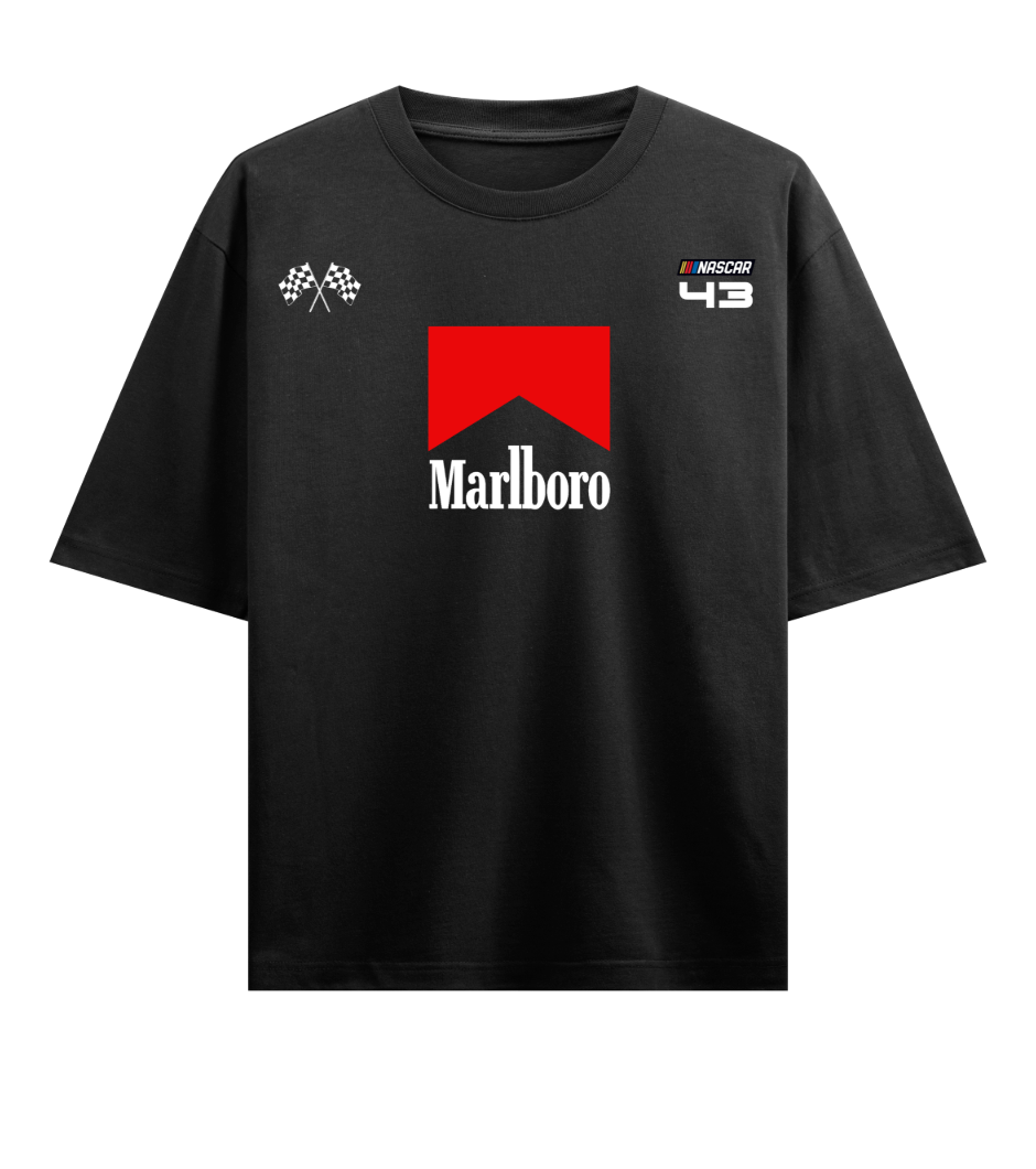 Marlboro F1 Edition | YNGN Iconic | Oversized Short Sleeve T-shirt | Off-White | Black
