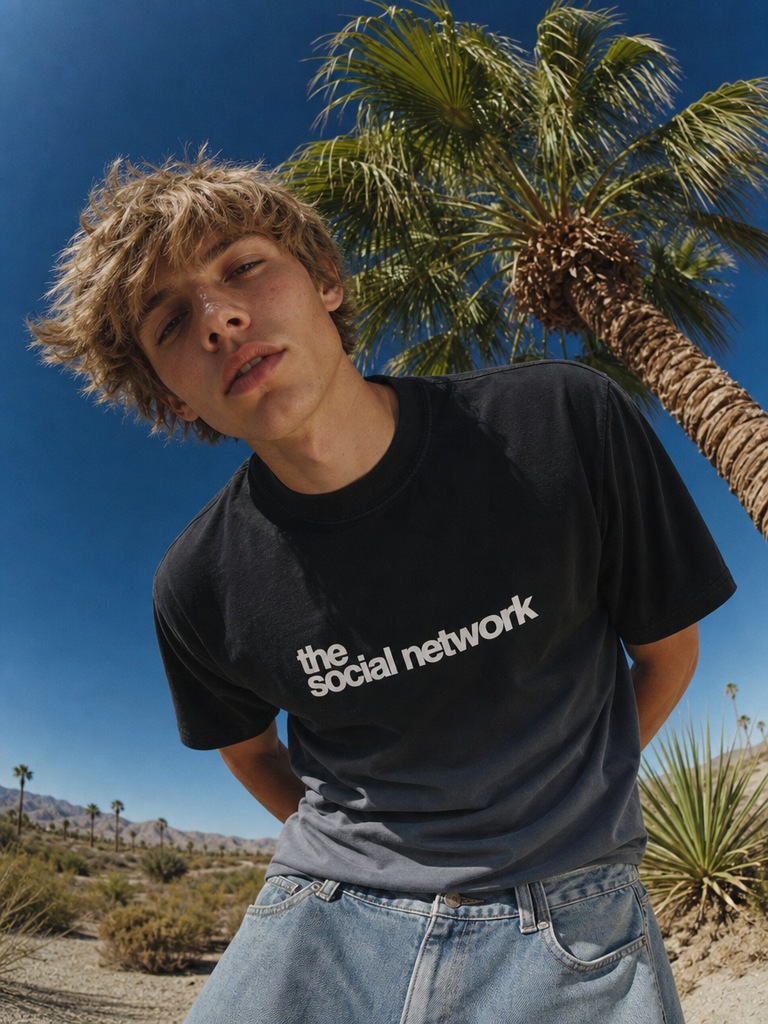 Social Networks | YNGN Iconic | Black Ombré Washed Boxy Fit T-shirt